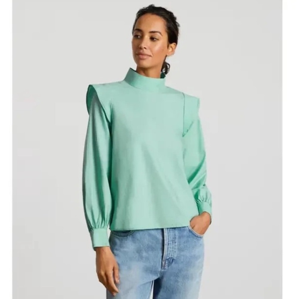 Everlane Top Ruffle Green - Picture 6 of 6